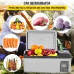 VEVOR 12 Volt Refrigerator 16 Qt, Portable Mini Car Fridge  Cooling Range & App Contro DC & 110-240V AC Electric Compressor Cooler For Truck Vehicle RV Boat Outdoor & Home Use, Grey