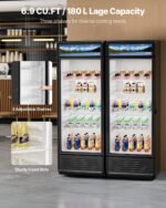 Commercial Merchandiser Refrigerator 6.9 CU.FT Glass Door Beverage Refrigerator - Image 3