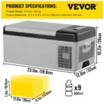 VEVOR 12 Volt Refrigerator 16 Qt, Portable Mini Car Fridge  Cooling Range & App Contro DC & 110-240V AC Electric Compressor Cooler For Truck Vehicle RV Boat Outdoor & Home Use, Grey - Image 2