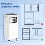 10000 BTU Mobile Air Conditioner For Cooling And Dehumidifying, Remote Control, 24H Timer, LED Display, Black - Image 3